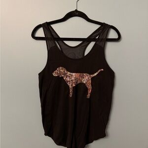 Black VS Tank with Glitter Dog Design